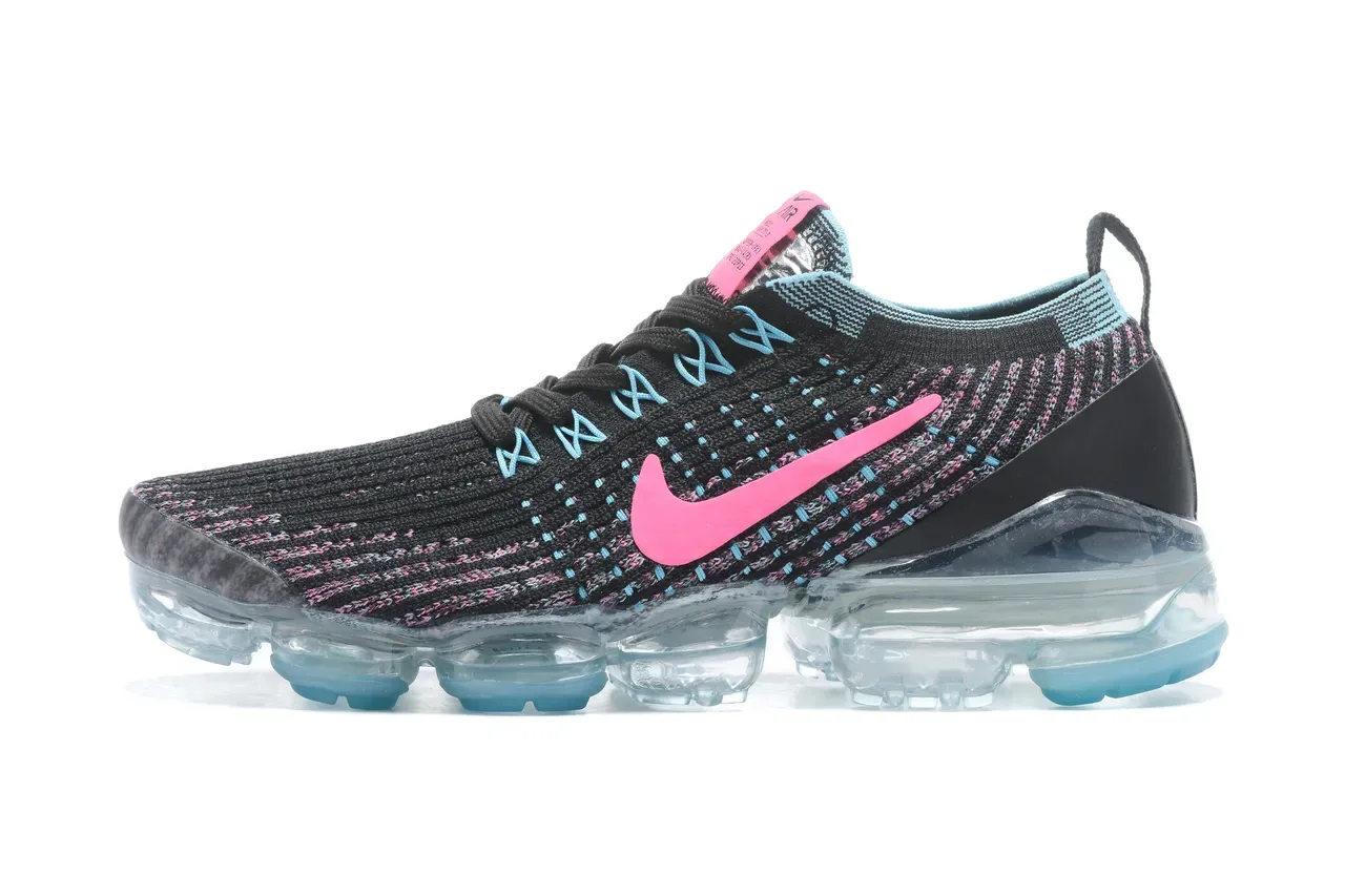 Nike Air VaporMax Flyknit أسود وردي سيان لايف ستايل سنيكرز 7