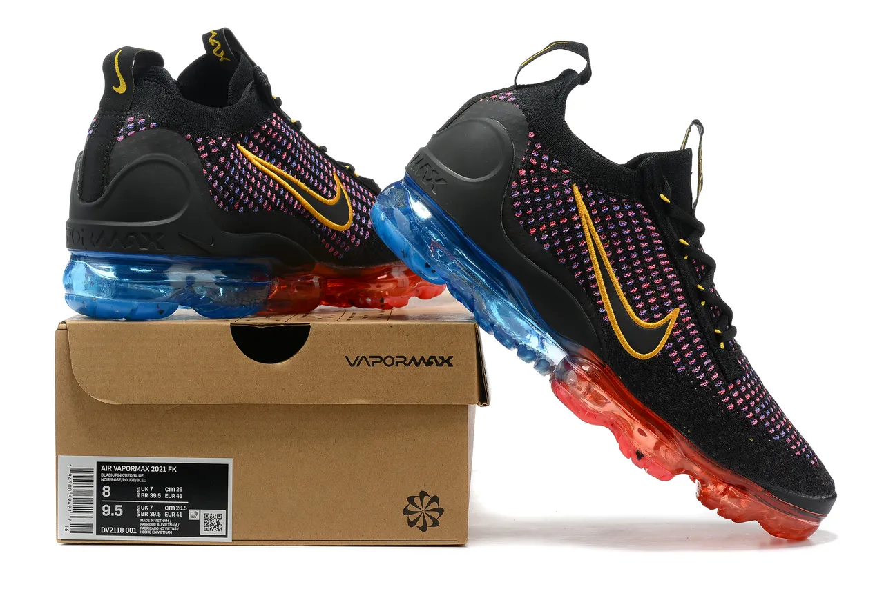 Nike Air VaporMax Flyknit Multicolor Speckle Black Gold Lifestyle Sneakers 8