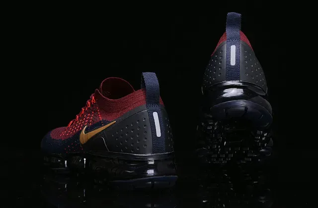 Nike Air VaporMax Red Navy Gold Running Shoes 12