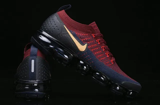 Nike Air VaporMax Red Navy Gold Running Shoes 13