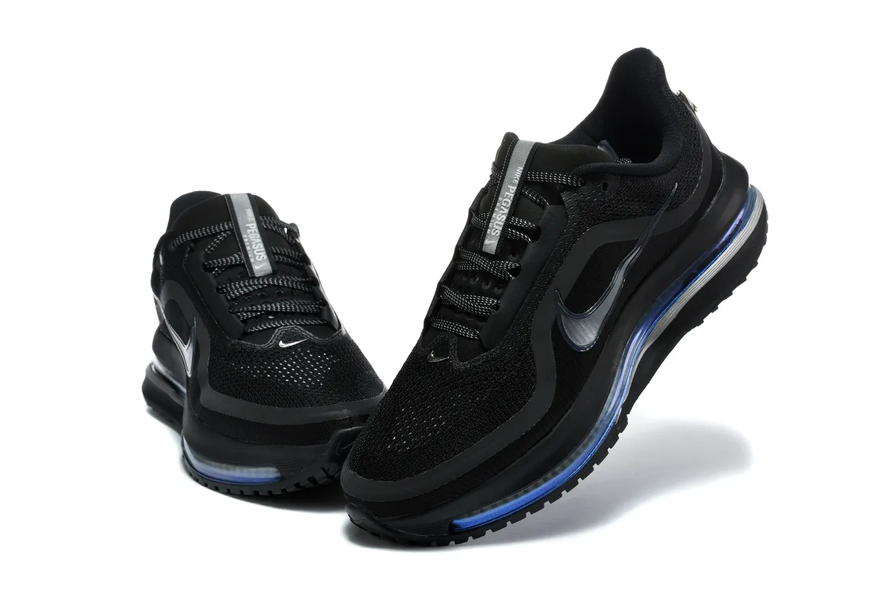Nike Air Zoom Pegasus 黑色蓝色网面鞋面全长单元跑鞋 4
