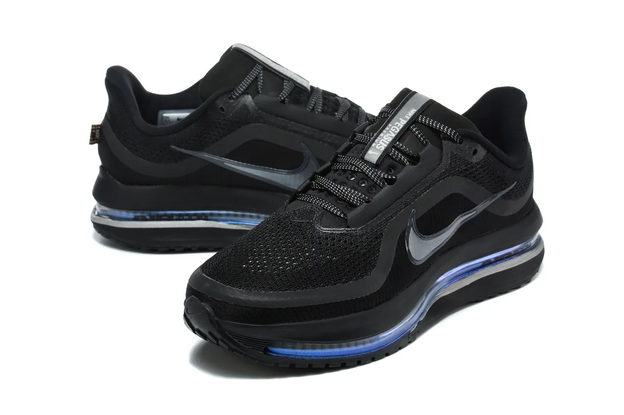 Nike Air Zoom Pegasus 黑色蓝色网面鞋面全长单元跑鞋 6