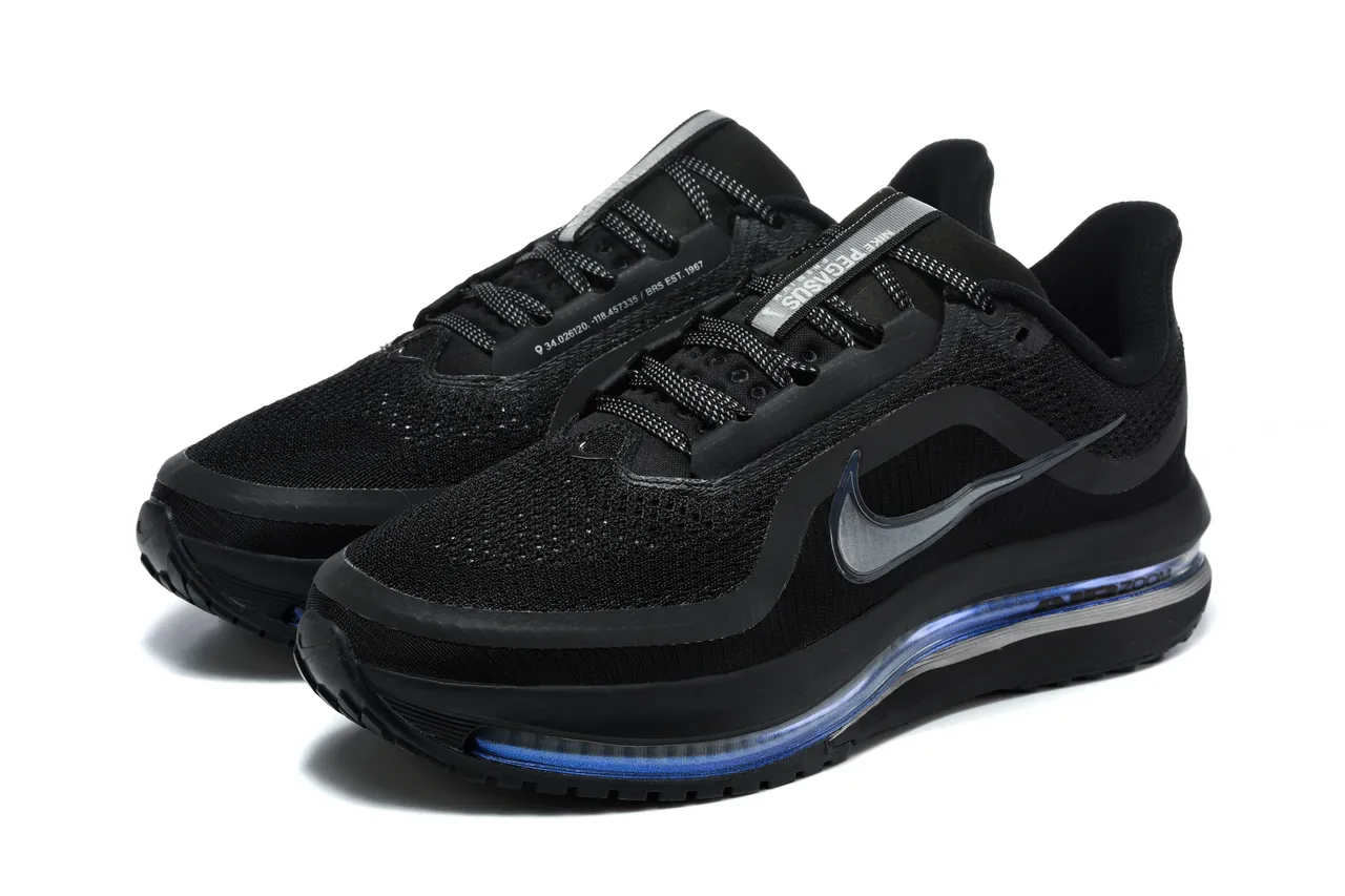 Nike Air Zoom Pegasus 黑色蓝色网面鞋面全长单元跑鞋 8