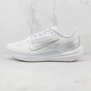 Nike Air Zoom Pegasus सफेद चांदी रिब्ड बुनावट अपर असममित लेस गार्ड रनिंग जूते