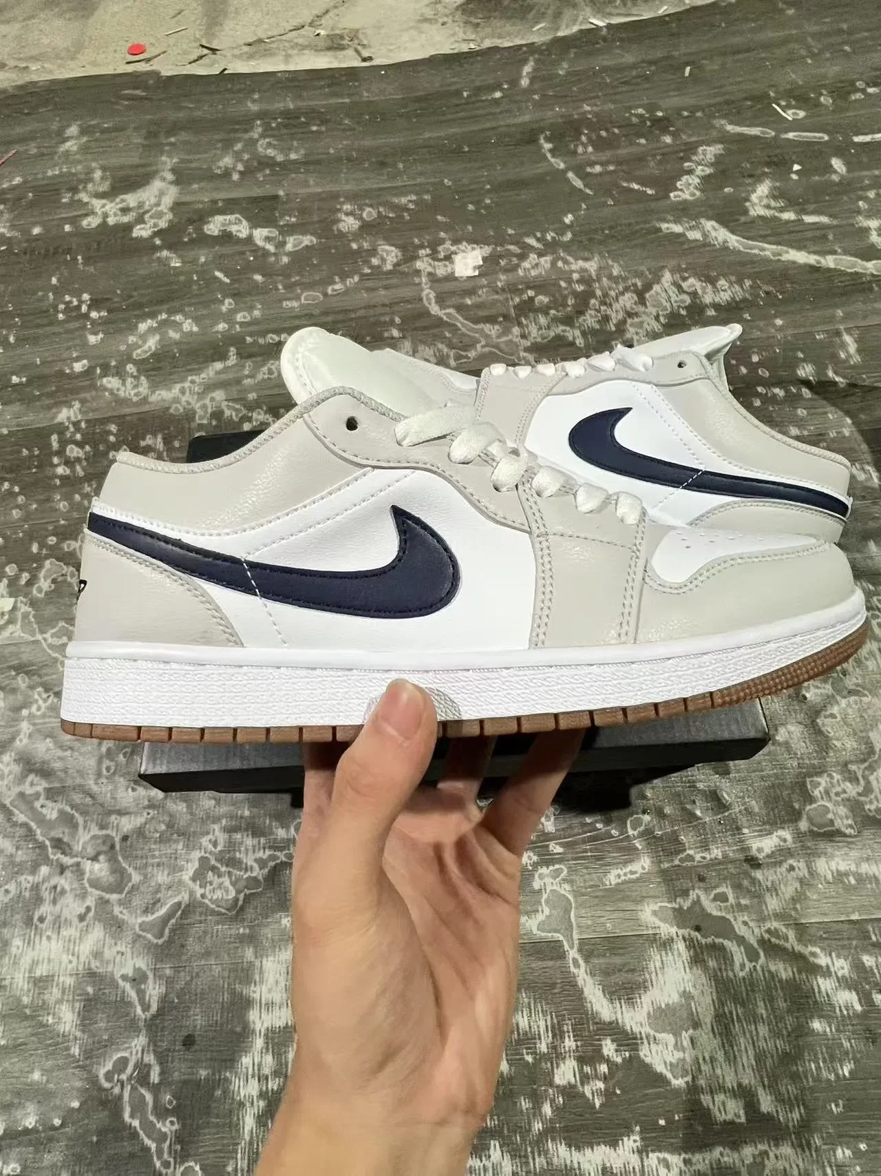 Nike Beige Navy Low-Top Zapatillas Lifestyle de Cuero y Sintético 7