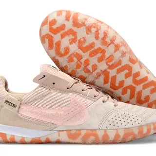 Nike Beige Pink Low-Top Perforated Suede Toe Indoor Soccer Shoes