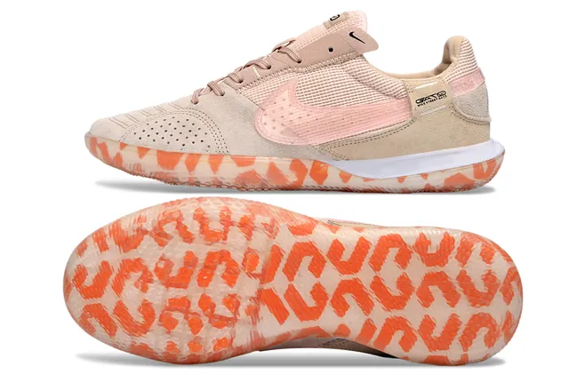 Nike Bege Rosa sapatos de futebol indoor low-top perfurados de camurça na ponta 6