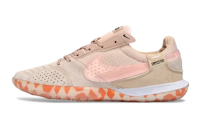 Nike Bege Rosa sapatos de futebol indoor low-top perfurados de camurça na ponta 7
