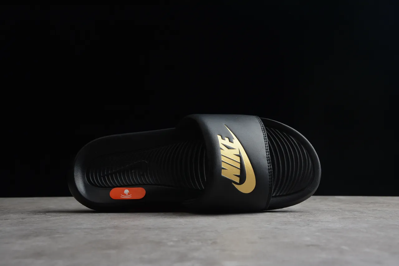 Nike Benassi JDI Black and Gold Slippers 10