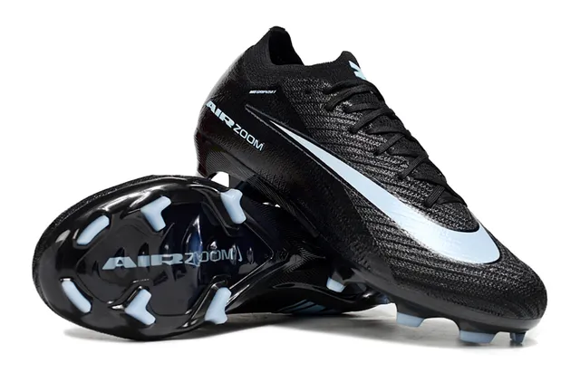 Nike Preto Azul Malha Superior Colar Ajuste Calcetim Solo Firme Sapatos de Futebol 2