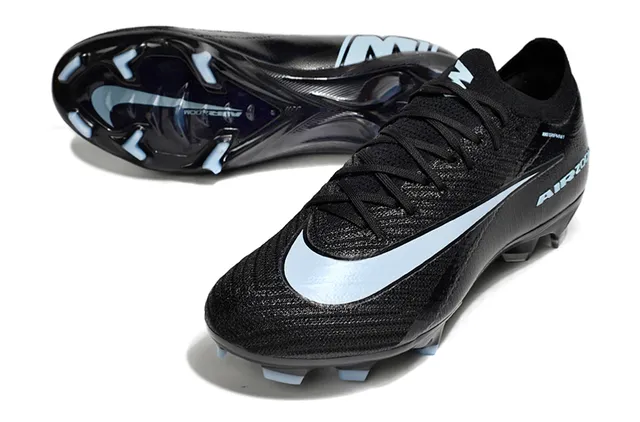 Nike Preto Azul Malha Superior Colar Ajuste Calcetim Solo Firme Sapatos de Futebol 3