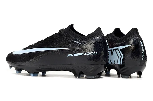 Nike Preto Azul Malha Superior Colar Ajuste Calcetim Solo Firme Sapatos de Futebol 4