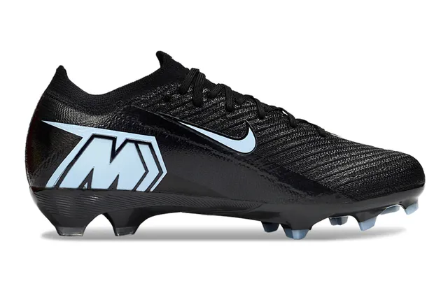 Nike Preto Azul Malha Superior Colar Ajuste Calcetim Solo Firme Sapatos de Futebol 5