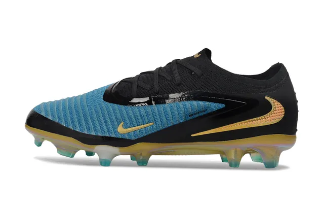 Nike Chaussures de football Noir Bleu Bas sur la cheville Col de chaussette tricoté côtelé Avant-pied Sol ferme 2