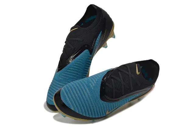 Nike Chaussures de football Noir Bleu Bas sur la cheville Col de chaussette tricoté côtelé Avant-pied Sol ferme 3