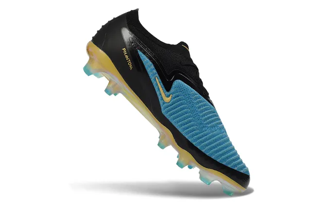 Nike Chaussures de football Noir Bleu Bas sur la cheville Col de chaussette tricoté côtelé Avant-pied Sol ferme 4