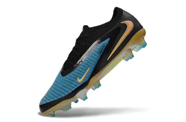 Nike Chaussures de football Noir Bleu Bas sur la cheville Col de chaussette tricoté côtelé Avant-pied Sol ferme 5