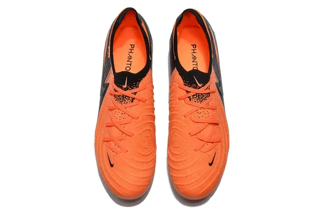 Nike Black Orange Knit Upper Asymmetrical Lacing Firm-Ground Soccer Shoes 2