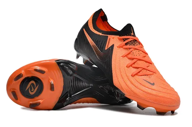 Nike Black Orange Knit Upper Asymmetrical Lacing Firm-Ground Soccer Shoes 3