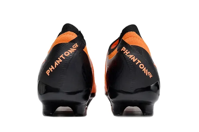Nike Black Orange Knit Upper Asymmetrical Lacing Firm-Ground Soccer Shoes 4