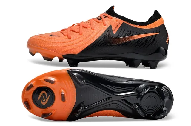 Nike Black Orange Knit Upper Asymmetrical Lacing Firm-Ground Soccer Shoes 5