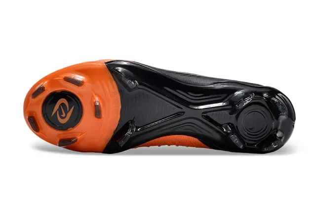 Nike Black Orange Knit Upper Asymmetrical Lacing Firm-Ground Soccer Shoes 6