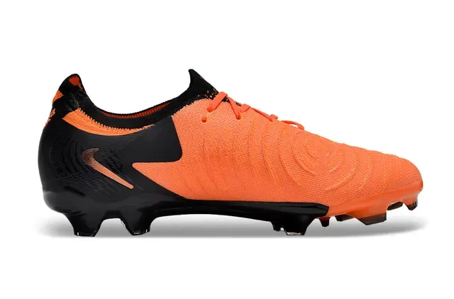 Nike Black Orange Knit Upper Asymmetrical Lacing Firm-Ground Soccer Shoes 7