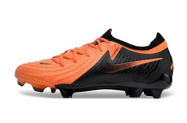 Nike Black Orange Knit Upper Asymmetrical Lacing Firm-Ground Soccer Shoes 8