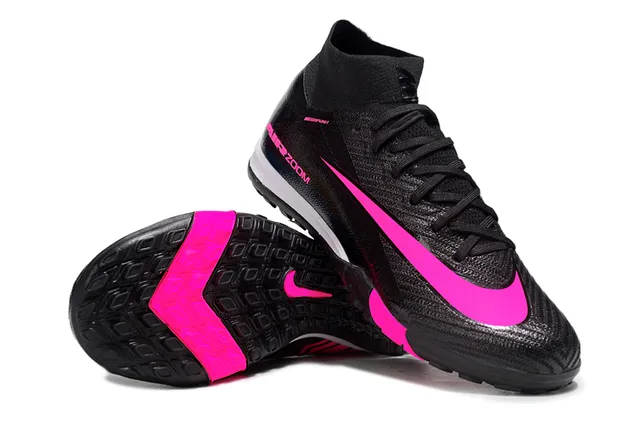 Nike أسود وردي كعب عالي ربطة حذاء قابلة للانزلاق من الجوارب علوية مصنوعة من البلاستيك الاصطناعي ناعمة أحذية كرة القدم للعشب 2