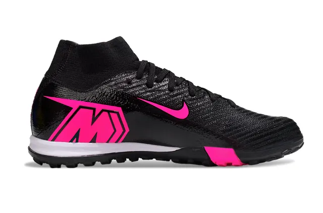 Nike أسود وردي كعب عالي ربطة حذاء قابلة للانزلاق من الجوارب علوية مصنوعة من البلاستيك الاصطناعي ناعمة أحذية كرة القدم للعشب 5