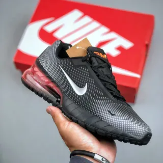 Nike أسود أحمر مثقب متدرج شبكة أعلى Visible Air Unit Lifestyle Sneakers