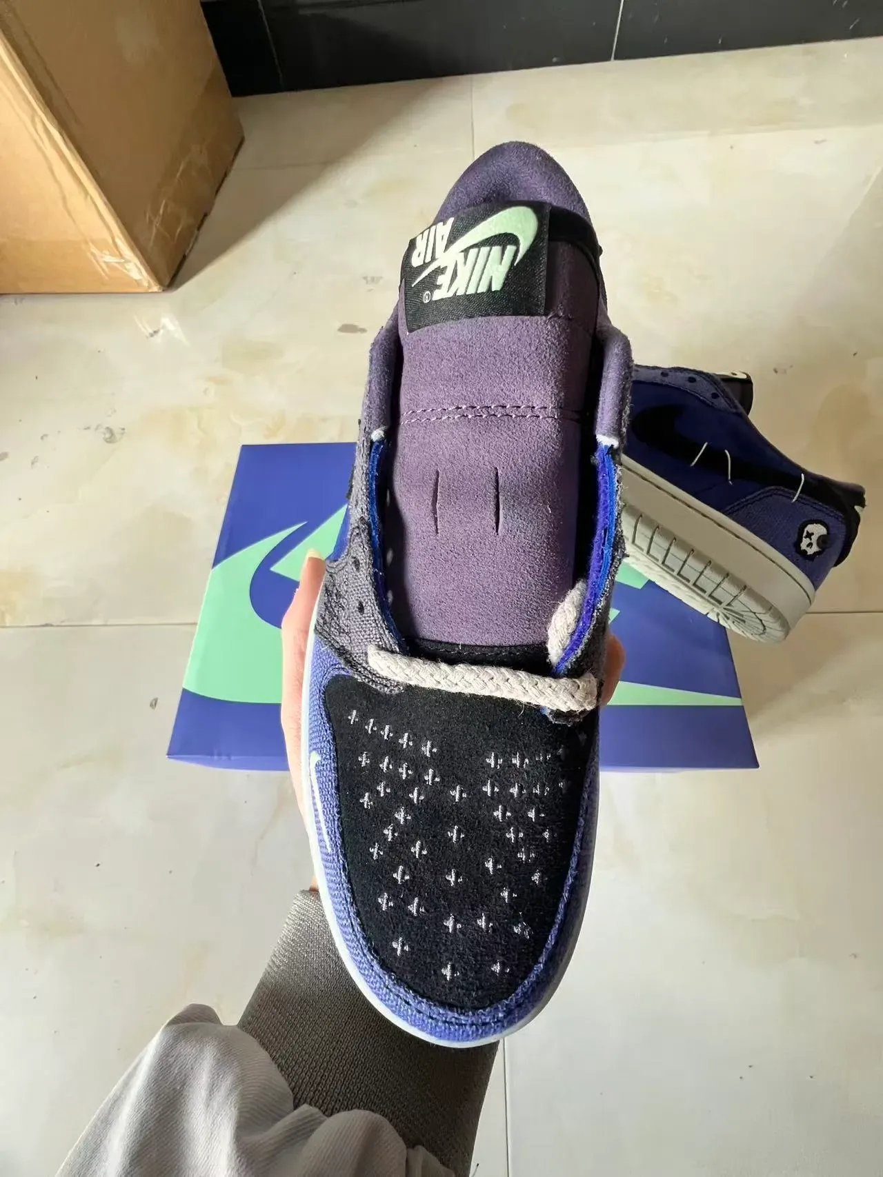 Nike Zapatillas Deportivas Azules Grises Low-Top de Ante y Textil en Capas 3