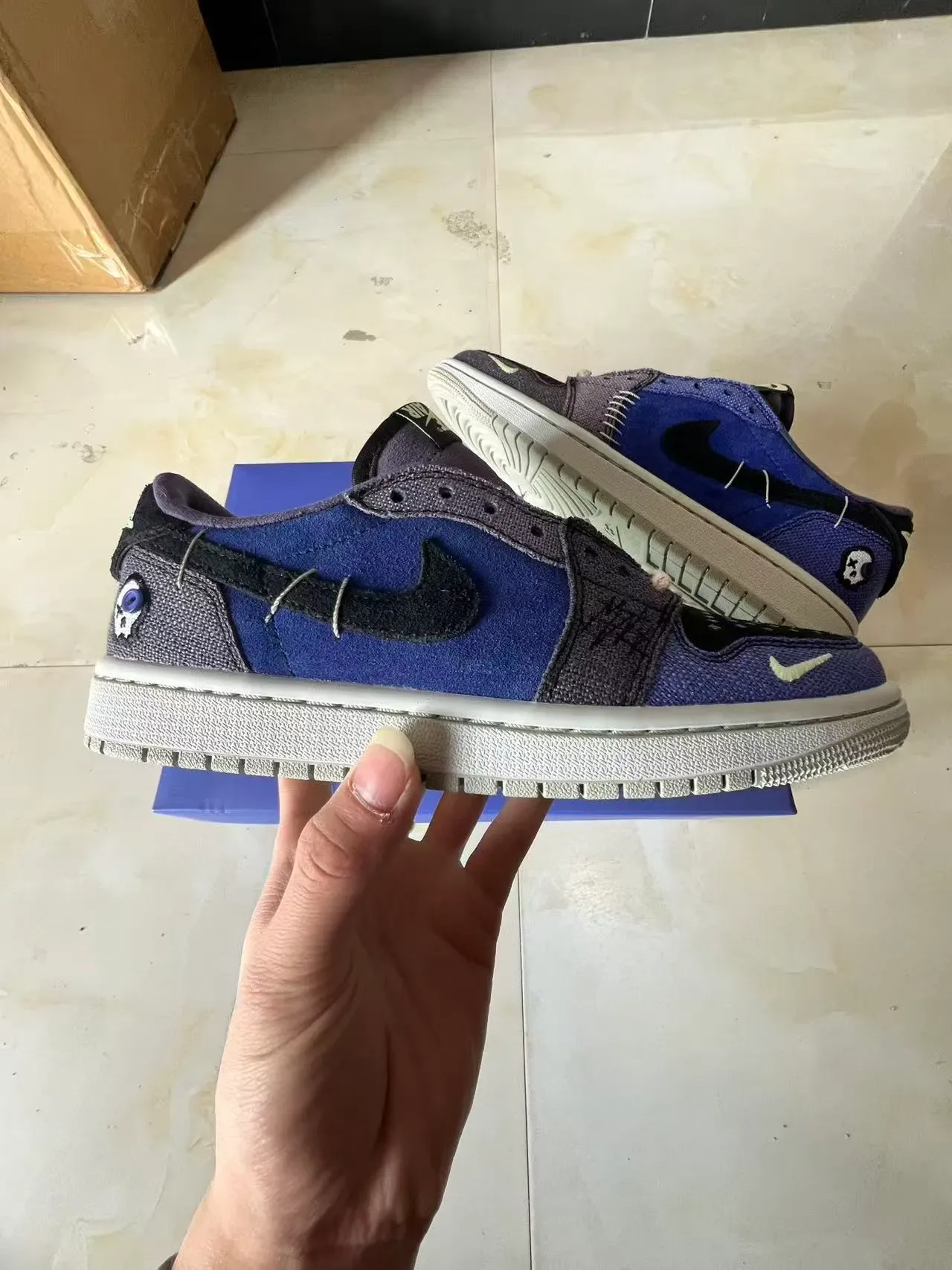 Nike Zapatillas Deportivas Azules Grises Low-Top de Ante y Textil en Capas 7