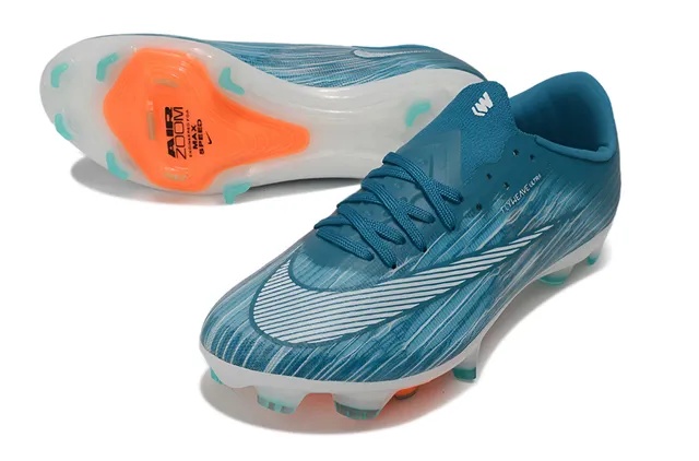 Nike Azul Laranja Flyweave Upper Translucent Sole Plate Firm-Ground Sapatos de futebol 4