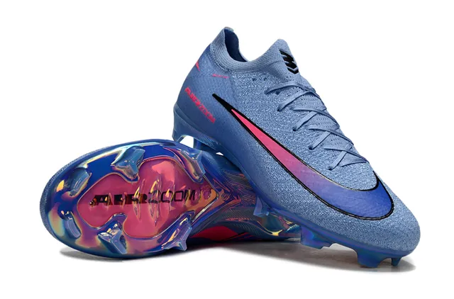 Nike নীল গোলাপি Flyknit উপরের অংশ Iridescent Soleplate Firm-Ground Soccer Shoes 3
