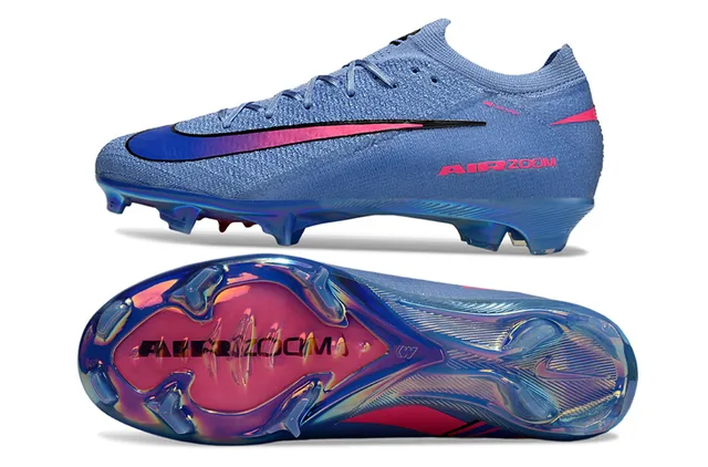 Nike নীল গোলাপি Flyknit উপরের অংশ Iridescent Soleplate Firm-Ground Soccer Shoes 5