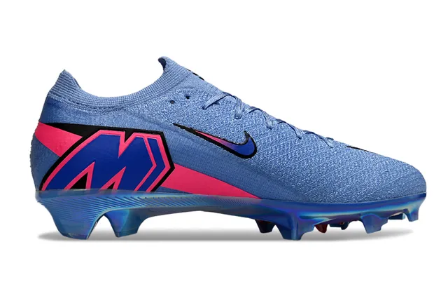 Nike নীল গোলাপি Flyknit উপরের অংশ Iridescent Soleplate Firm-Ground Soccer Shoes 7