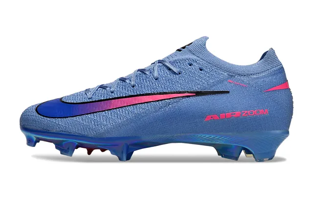 Nike নীল গোলাপি Flyknit উপরের অংশ Iridescent Soleplate Firm-Ground Soccer Shoes 8