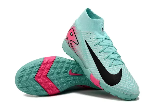 Nike Chaussures de football Turf bleu rose montantes Flyknit-Style 3