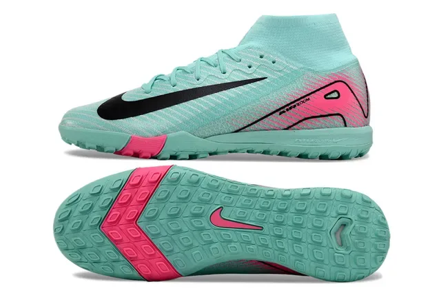 Nike Chaussures de football Turf bleu rose montantes Flyknit-Style 5