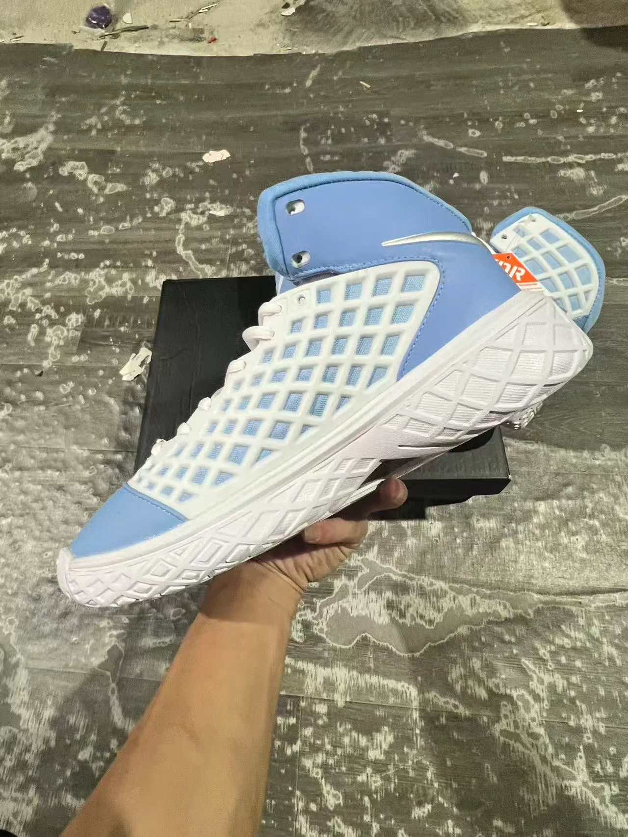 Nike Chaussures de Basketball Bleu Blanc Hautes avec Malla Cage 5