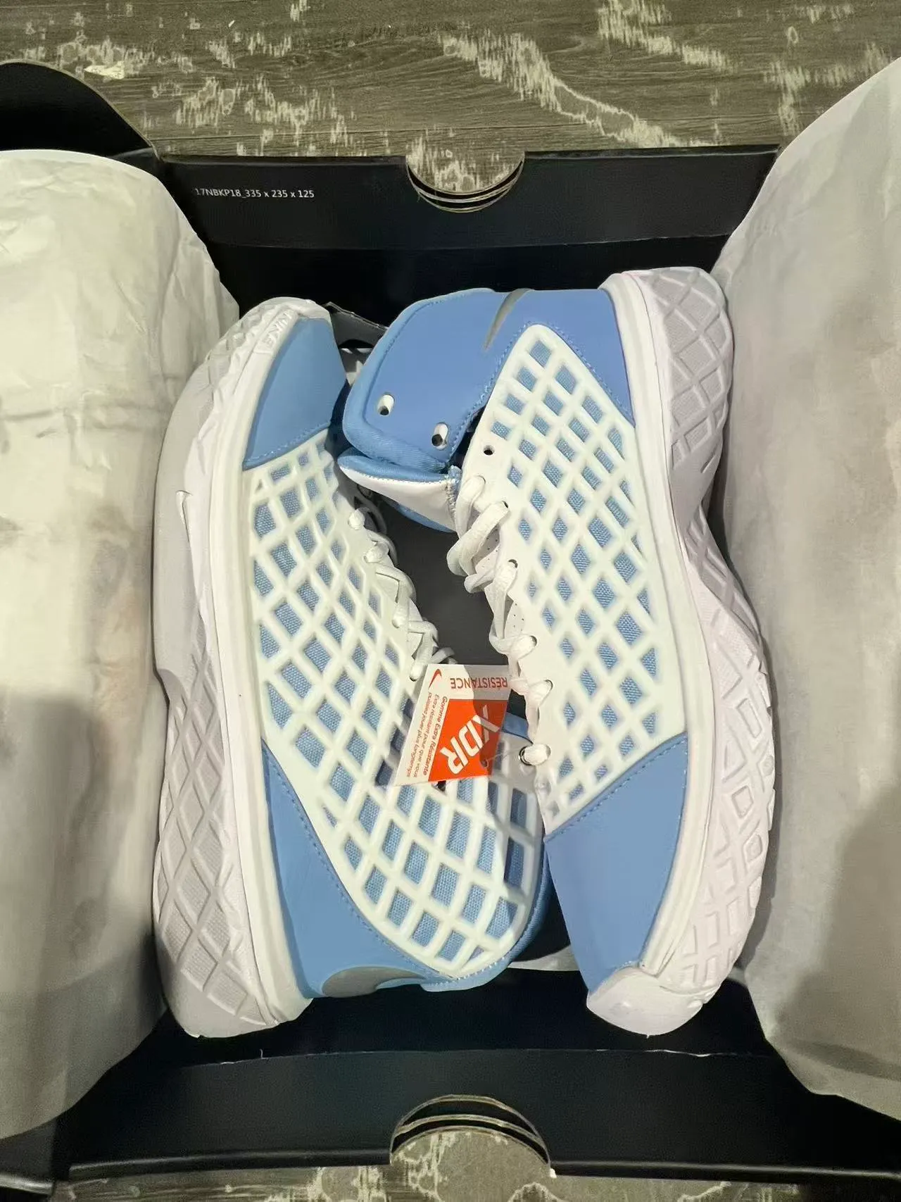 Nike Chaussures de Basketball Bleu Blanc Hautes avec Malla Cage 10