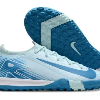 Nike Bleu et Blanc Upper Knit Suela Molded Outsole Turf Chaussures de Football