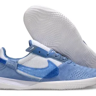 Nike zapatillas de fútbol indoor híbridas suede-mesh azul blanco low-top