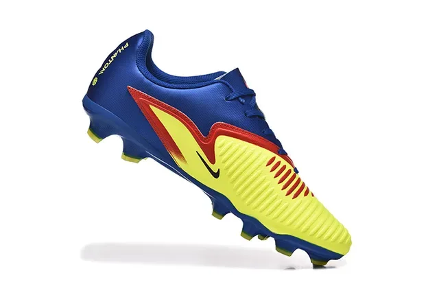 Nike Blue Yellow Low-Cut Synthetic Upper Dynamic Wave Overlay Firm-Ground Soccer Shoes 3