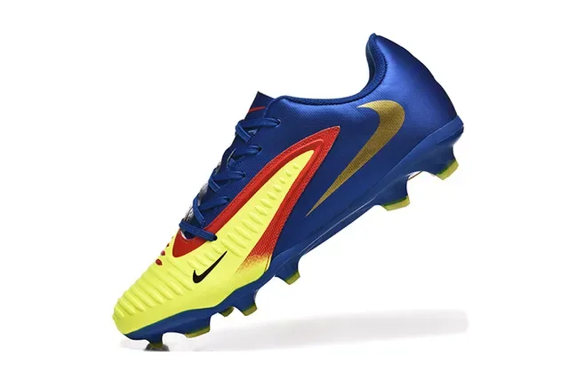Nike Blue Yellow Low-Cut Synthetic Upper Dynamic Wave Overlay Firm-Ground Soccer Shoes 4
