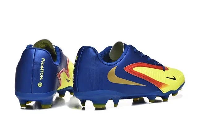 Nike Blue Yellow Low-Cut Synthetic Upper Dynamic Wave Overlay Firm-Ground Soccer Shoes 5