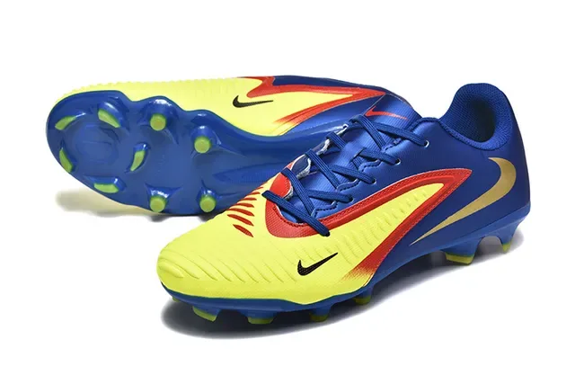 Nike Blue Yellow Low-Cut Synthetic Upper Dynamic Wave Overlay Firm-Ground Soccer Shoes 6