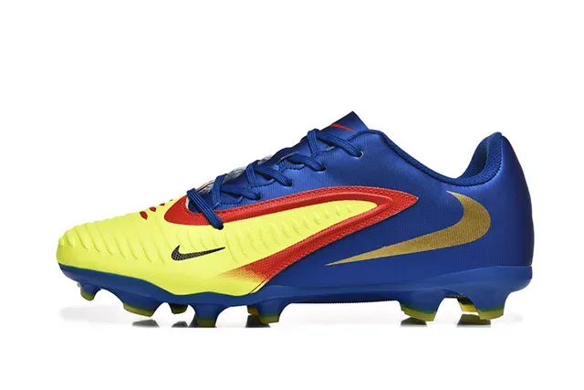 Nike Blue Yellow Low-Cut Synthetic Upper Dynamic Wave Overlay Firm-Ground Soccer Shoes 10
