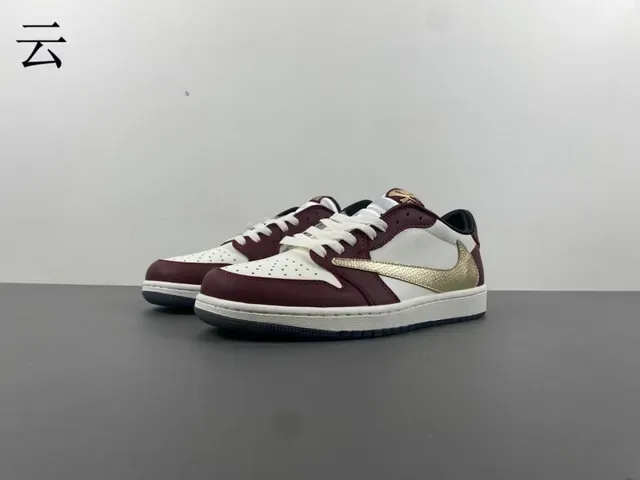 Nike Burgundy Gold Low-Top Leather And Synthetic Upper Lifestyle Sneakers 2